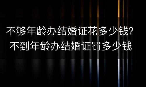 不够年龄办结婚证花多少钱？ 不到年龄办结婚证罚多少钱