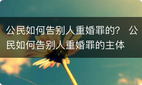 公民如何告别人重婚罪的？ 公民如何告别人重婚罪的主体