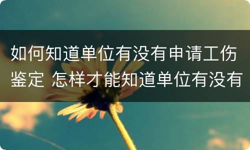 如何知道单位有没有申请工伤鉴定 怎样才能知道单位有没有给自己申请工伤