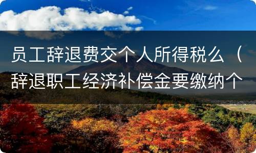 员工辞退费交个人所得税么（辞退职工经济补偿金要缴纳个人所得税吗）