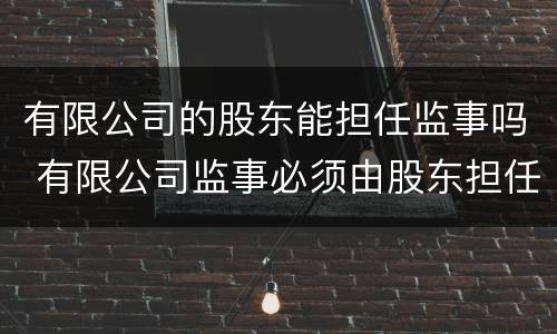 有限公司的股东能担任监事吗 有限公司监事必须由股东担任吗