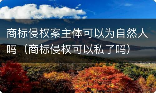 商标侵权案主体可以为自然人吗（商标侵权可以私了吗）