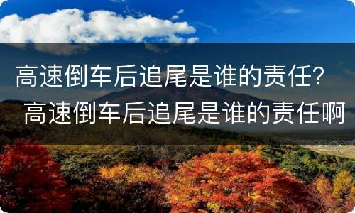 高速倒车后追尾是谁的责任？ 高速倒车后追尾是谁的责任啊