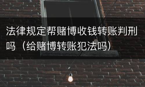 法律规定帮赌博收钱转账判刑吗（给赌博转账犯法吗）