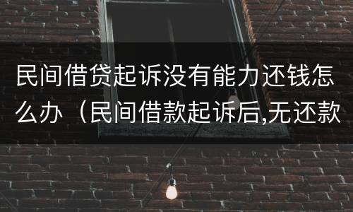 民间借贷起诉没有能力还钱怎么办（民间借款起诉后,无还款能力怎么办）