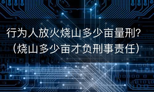 行为人放火烧山多少亩量刑？（烧山多少亩才负刑事责任）