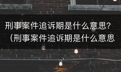 刑事案件追诉期是什么意思？（刑事案件追诉期是什么意思）