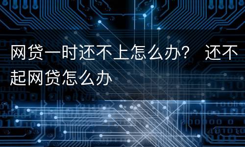网贷一时还不上怎么办？ 还不起网贷怎么办