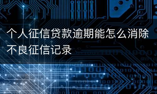 个人征信贷款逾期能怎么消除不良征信记录