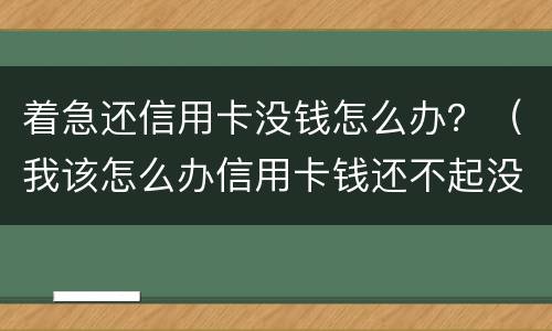 着急还信用卡没钱怎么办？（我该怎么办信用卡钱还不起没钱）