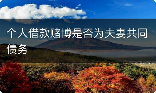 个人借款赌博是否为夫妻共同债务
