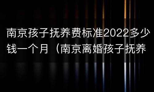 南京孩子抚养费标准2022多少钱一个月（南京离婚孩子抚养费多少钱一个月）