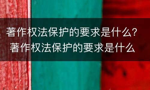 著作权法保护的要求是什么？ 著作权法保护的要求是什么