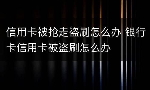 信用卡被抢走盗刷怎么办 银行卡信用卡被盗刷怎么办