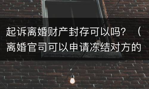 起诉离婚财产封存可以吗？（离婚官司可以申请冻结对方的财产么）