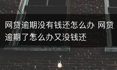 网贷逾期没有钱还怎么办 网贷逾期了怎么办又没钱还