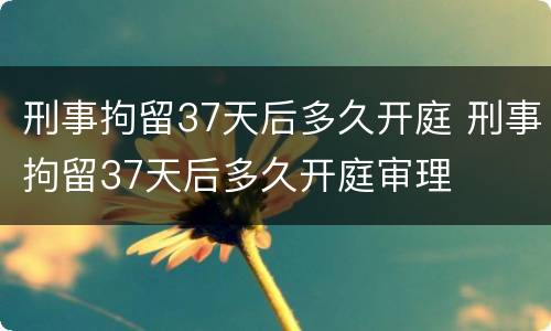 刑事拘留37天后多久开庭 刑事拘留37天后多久开庭审理