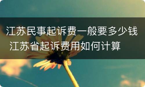 江苏民事起诉费一般要多少钱 江苏省起诉费用如何计算