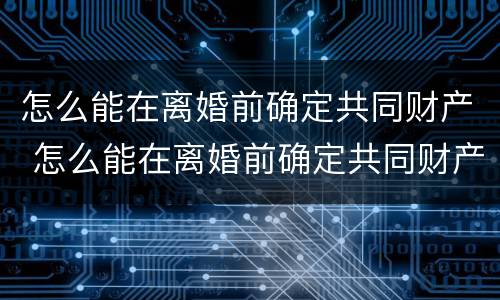 怎么能在离婚前确定共同财产 怎么能在离婚前确定共同财产呢