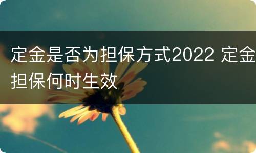 定金是否为担保方式2022 定金担保何时生效