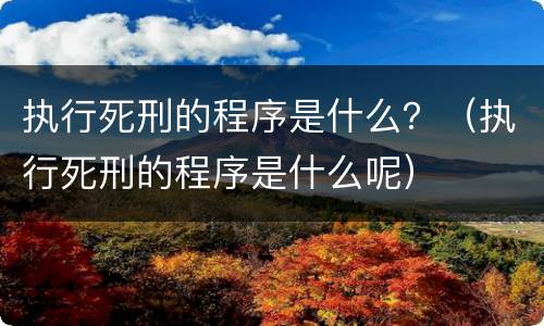 执行死刑的程序是什么？（执行死刑的程序是什么呢）