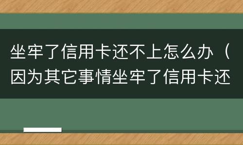 坐牢了信用卡还不上怎么办（因为其它事情坐牢了信用卡还不了怎么办）