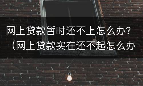 网上贷款暂时还不上怎么办？（网上贷款实在还不起怎么办）