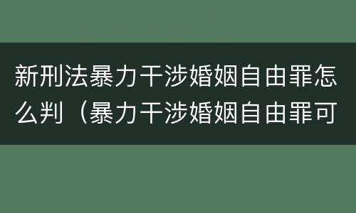 新刑法暴力干涉婚姻自由罪怎么判（暴力干涉婚姻自由罪可以刑事和解吗）