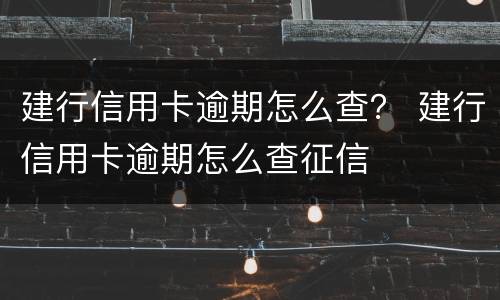 建行信用卡逾期怎么查？ 建行信用卡逾期怎么查征信