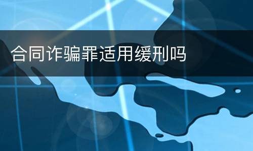 合同诈骗罪适用缓刑吗