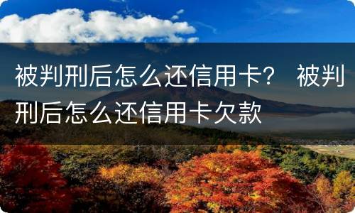 被判刑后怎么还信用卡？ 被判刑后怎么还信用卡欠款