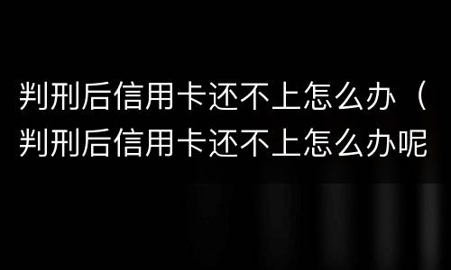 判刑后信用卡还不上怎么办（判刑后信用卡还不上怎么办呢）