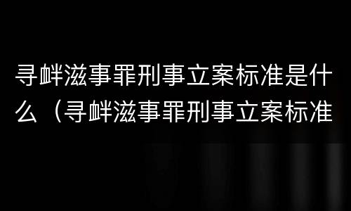 寻衅滋事罪刑事立案标准是什么（寻衅滋事罪刑事立案标准是什么意思）