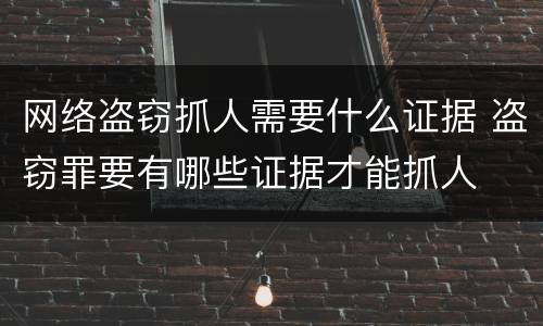 网络盗窃抓人需要什么证据 盗窃罪要有哪些证据才能抓人