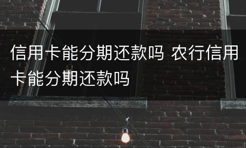信用卡能分期还款吗 农行信用卡能分期还款吗