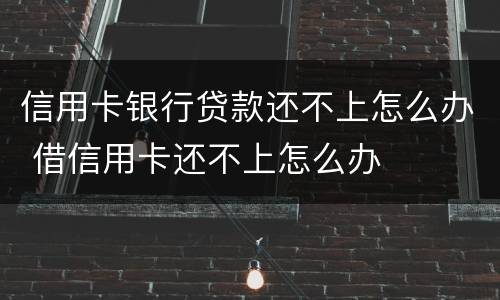 信用卡银行贷款还不上怎么办 借信用卡还不上怎么办
