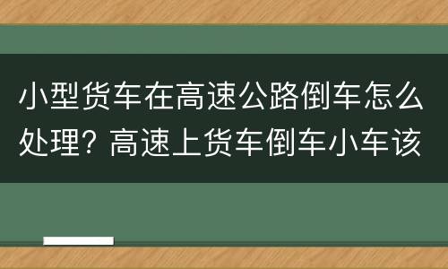 小型货车在高速公路倒车怎么处理? 高速上货车倒车小车该倒车吗