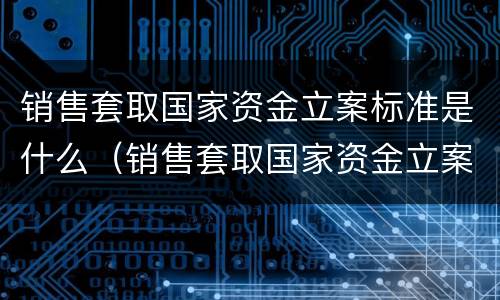 销售套取国家资金立案标准是什么（销售套取国家资金立案标准是什么意思）