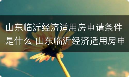 山东临沂经济适用房申请条件是什么 山东临沂经济适用房申请条件是什么样的