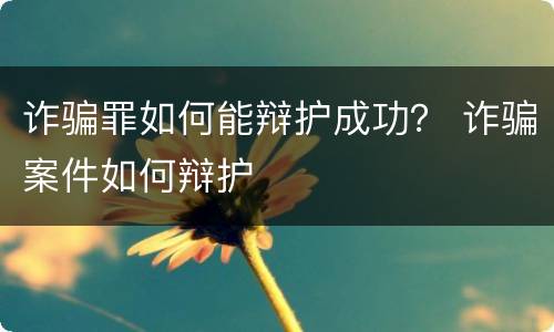 诈骗罪如何能辩护成功？ 诈骗案件如何辩护