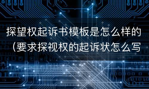 探望权起诉书模板是怎么样的（要求探视权的起诉状怎么写）