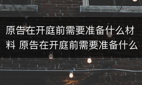 原告在开庭前需要准备什么材料 原告在开庭前需要准备什么材料和手续