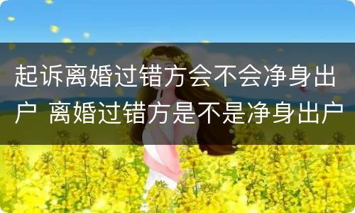 起诉离婚过错方会不会净身出户 离婚过错方是不是净身出户
