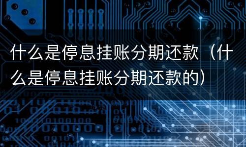 什么是停息挂账分期还款（什么是停息挂账分期还款的）