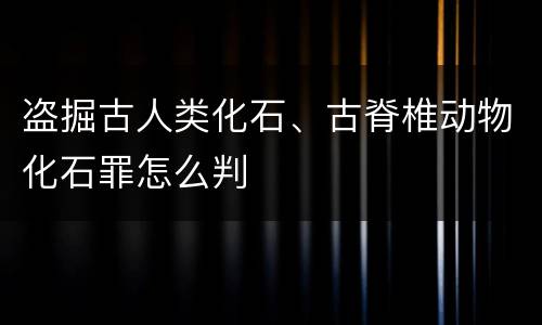 盗掘古人类化石、古脊椎动物化石罪怎么判
