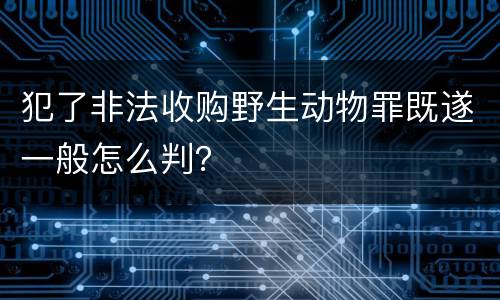犯了非法收购野生动物罪既遂一般怎么判？