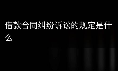 借款合同纠纷诉讼的规定是什么