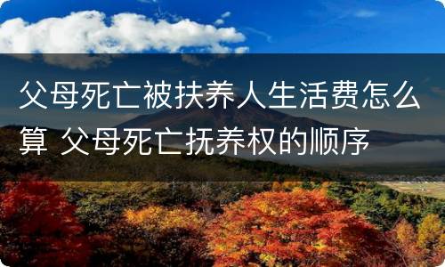 父母死亡被扶养人生活费怎么算 父母死亡抚养权的顺序