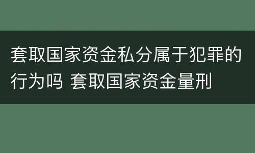 套取国家资金私分属于犯罪的行为吗 套取国家资金量刑