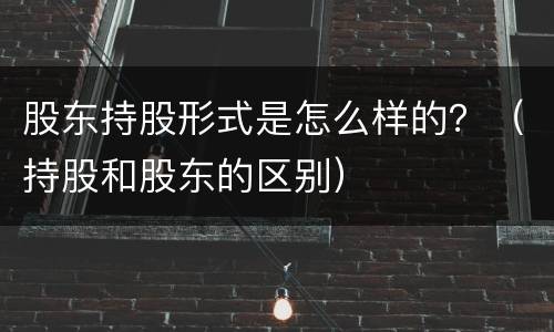 股东持股形式是怎么样的？（持股和股东的区别）